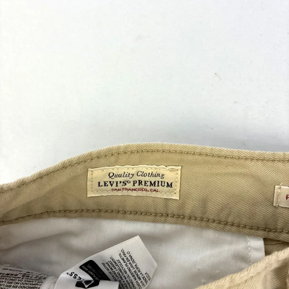 Levi's Premium Pleated Trouser Shorts Size 28 Khaki Tan High Rise‎ NWT Irregular